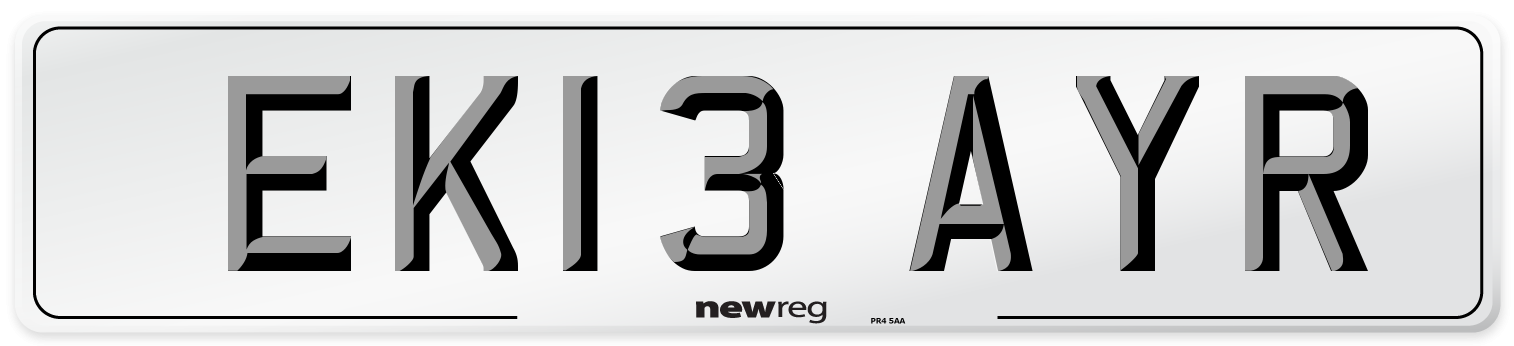 EK13 AYR Number Plate from New Reg